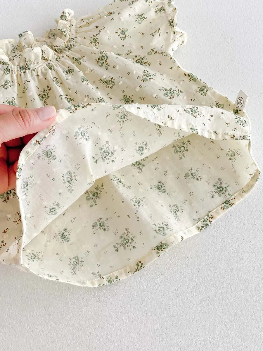 Baby-Kleid Mädchen – Sommer, Grüner Wald & Stickerei