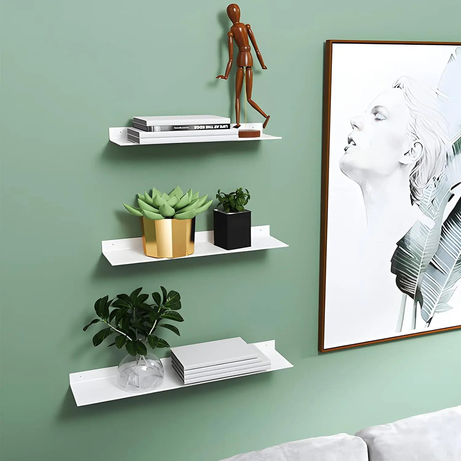 Wandregal Aluminium – 3 Größen, Schwarz & Weiß