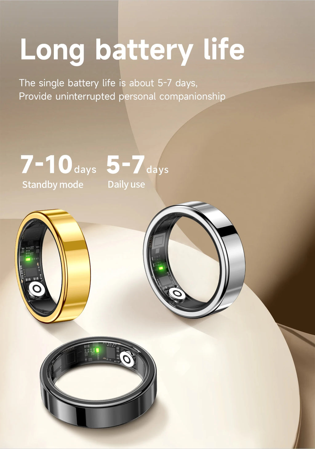 Smart Ring – Gesundheitsmonitor, 5ATM & Multi-Sport