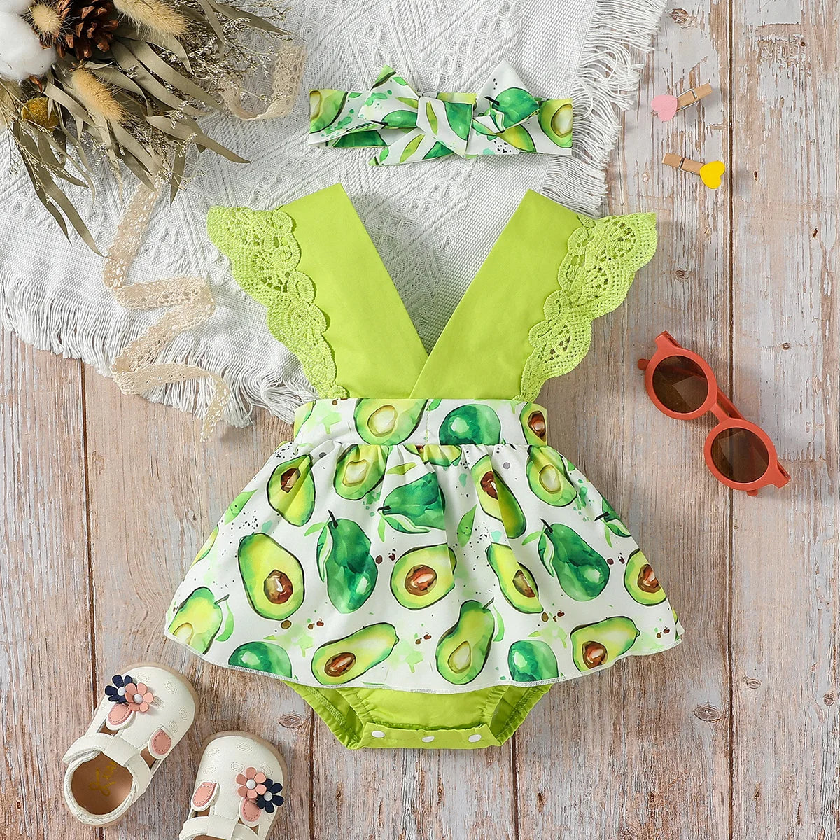 Baby Mädchen Sommerkleid – Wassermelonen-Muster, Gr. 62–86