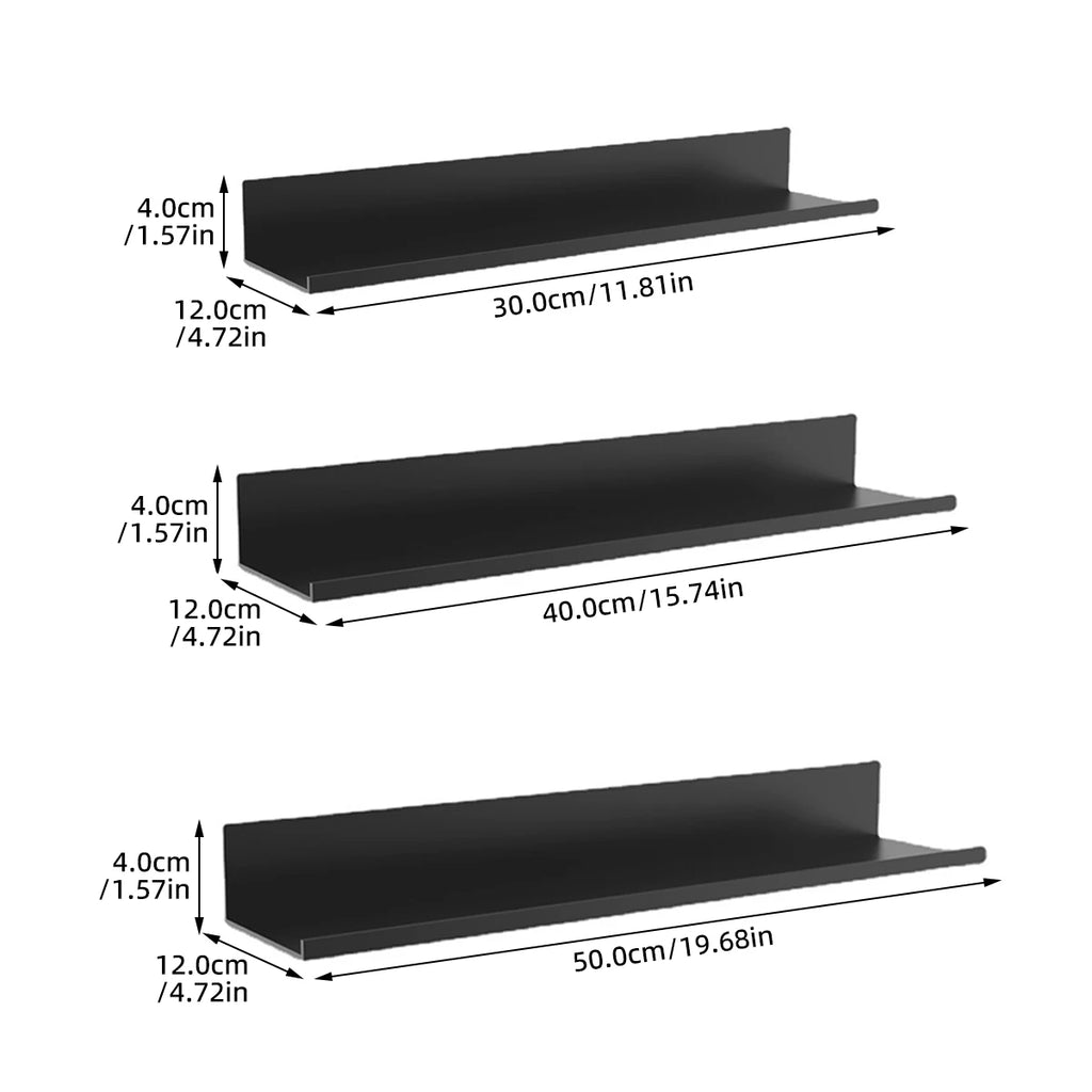 Wandregal Aluminium – 3 Größen, Schwarz & Weiß