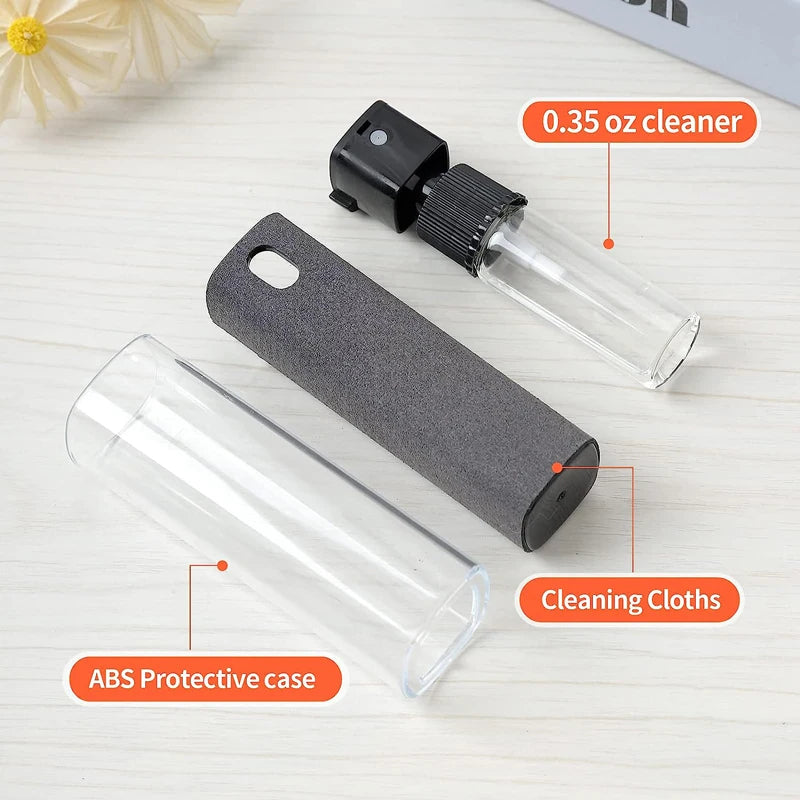 2-in-1 Bildschirmreiniger mit Sprühflasche – Mikrofaser für Handy, Tablet & PC