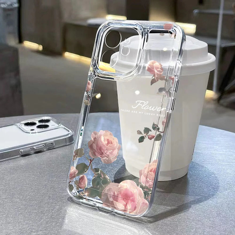 iPhone Hülle Blumenmuster – Transparent, Silikon & Stoßfest