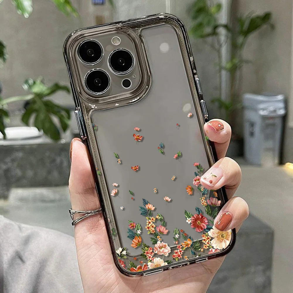 iPhone Hülle Blumenmuster – Transparent, Silikon & Stoßfest