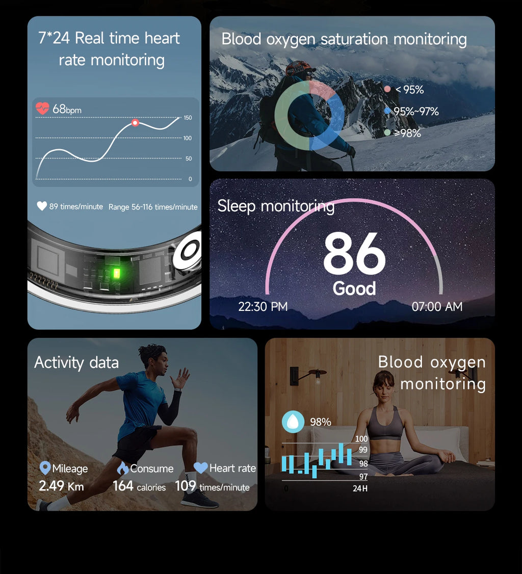 Smart Ring – Gesundheitsmonitor, 5ATM & Multi-Sport