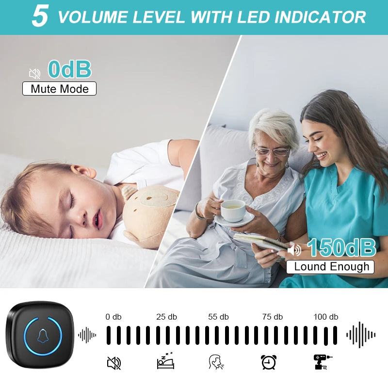 Kabelloser Türklingel 300m – 60 Melodien, Smart Home
