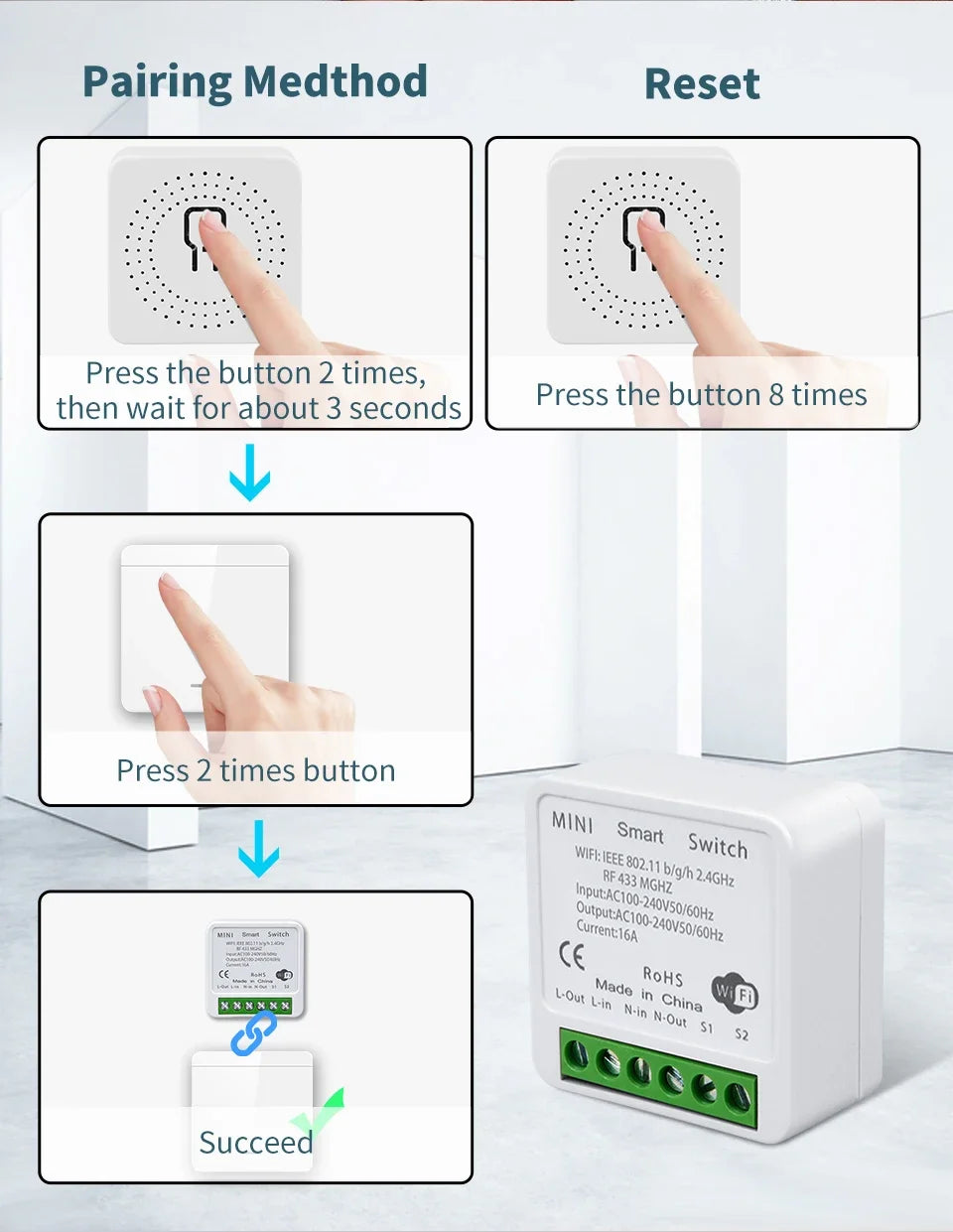 Tuya WiFi Schalter RF 433MHz – Alexa & Google