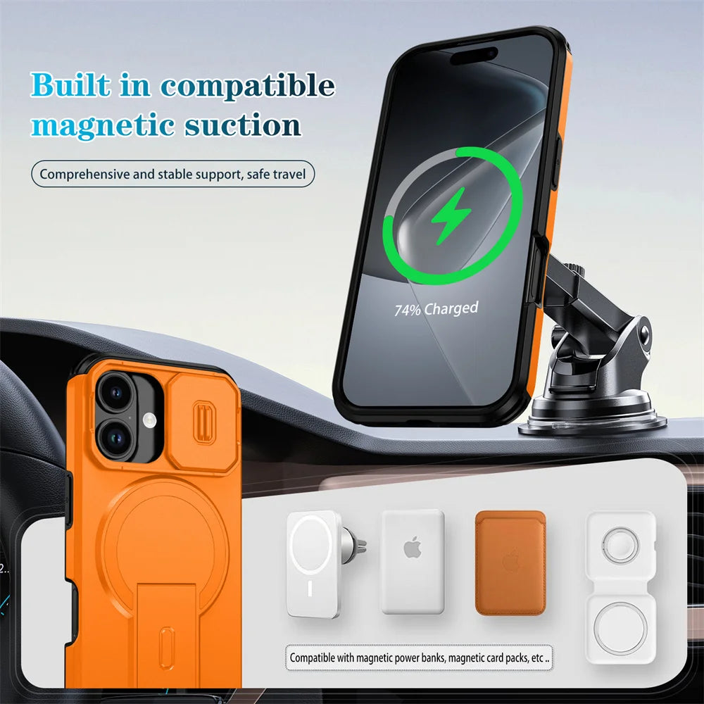 Magnetische Falt-Ständer Hülle für iPhone – Stoßfest, MagSafe-kompatibel, Ganzkörperschutz