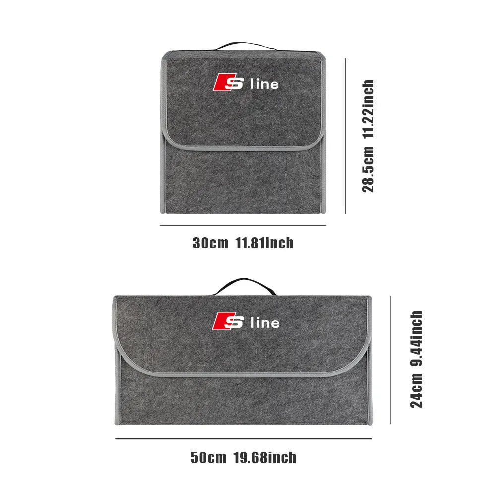 Audi Kofferraum-Organizer aus Filz – Aufbewahrungsbox für A3 A4 A5 A6 Q3 Q5 S-Line & mehr