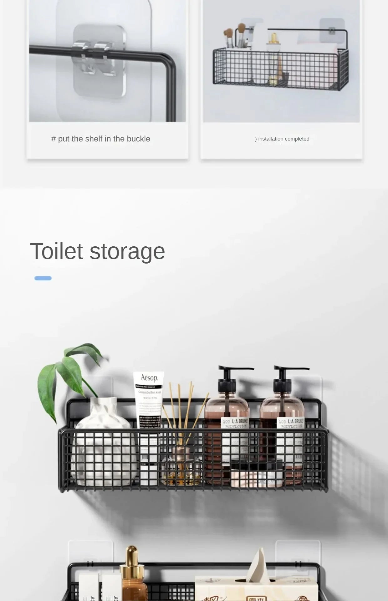 Badezimmer-Organizer Wandregal – Ohne Bohren & multifunktional