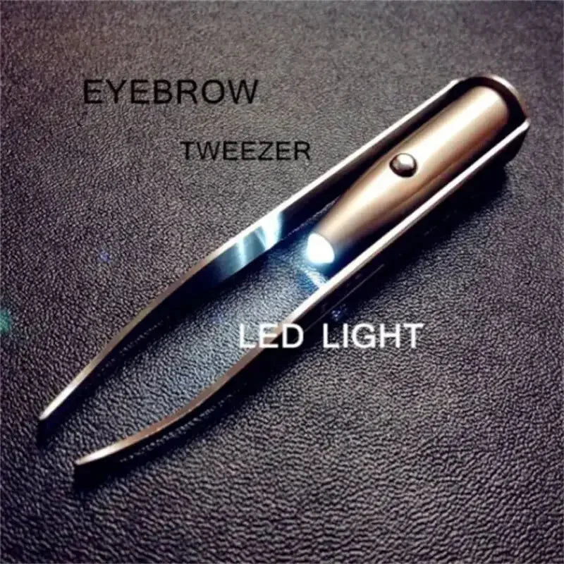 Augenbrauen-Pinzette mit LED-Licht – Edelstahl & Tragbar