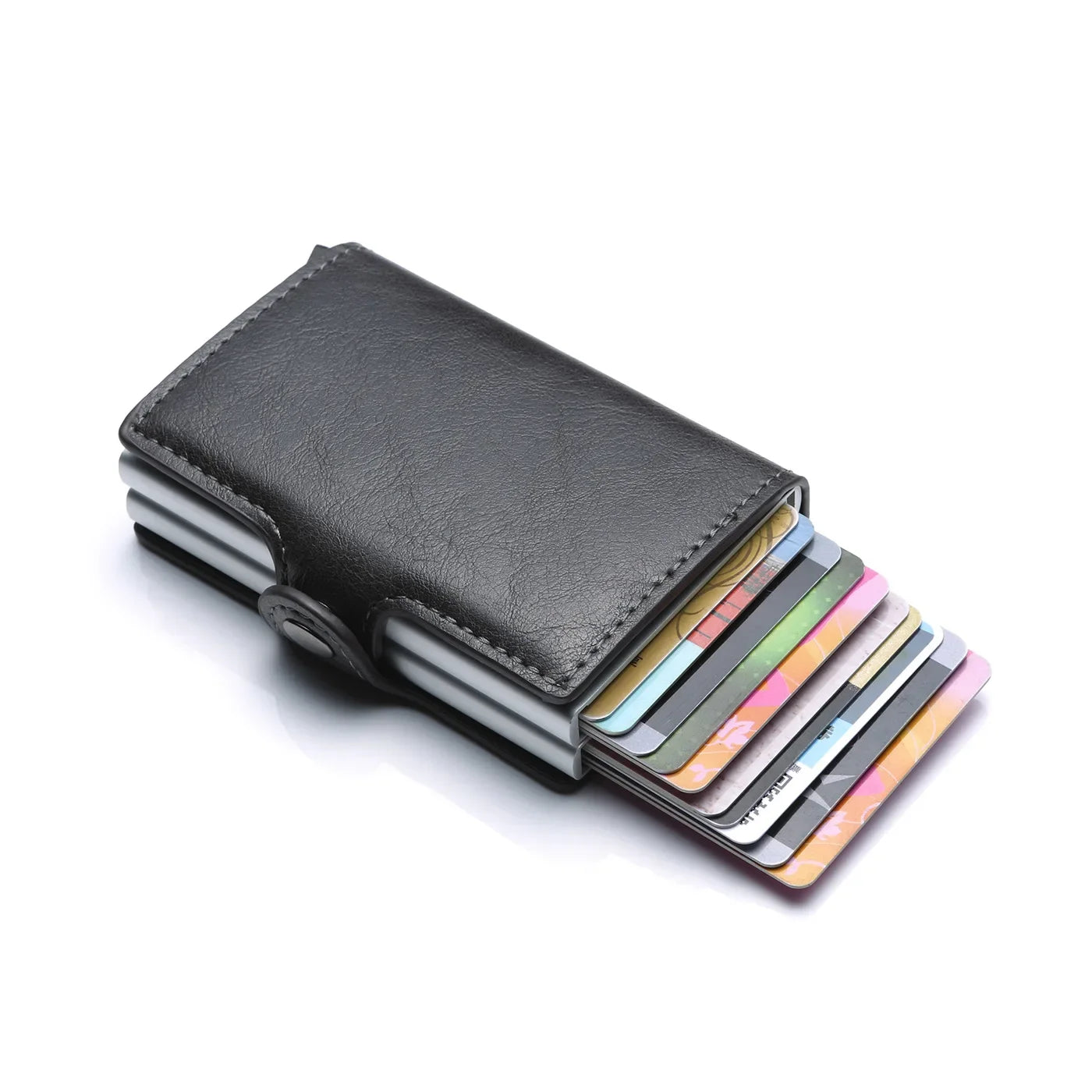 RFID-Schutz Slim Wallet – Dünne Herren-Geldbörse aus Carbon & PU-Leder, 14 Karten