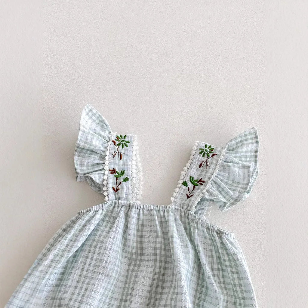Baby-Kleid Mädchen – Sommer, Grüner Wald & Stickerei