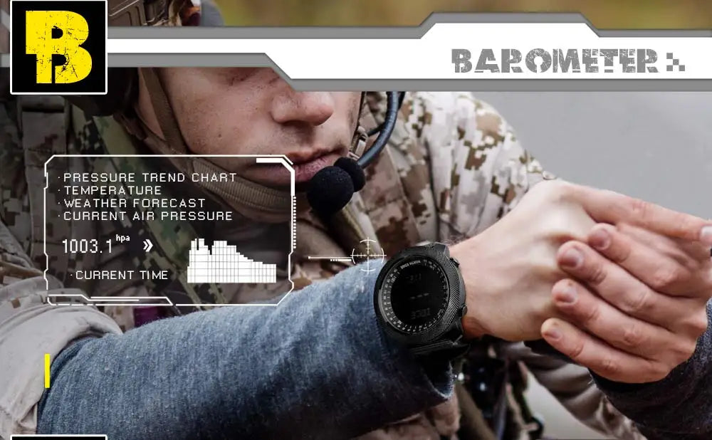 Outdoor-Digitaluhr Herren – Militär, Kompass & 50m wasserdicht