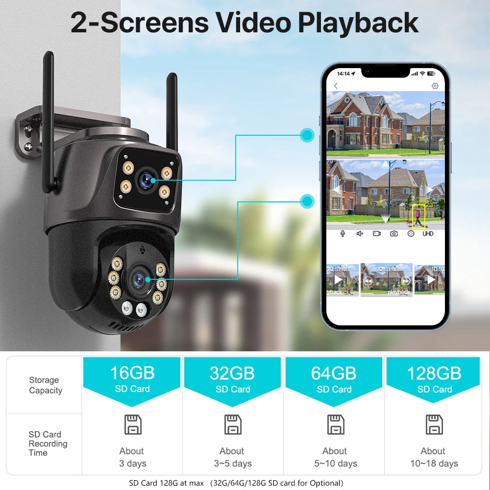 4K WLAN PTZ Überwachungskamera Außen – KI & Dual-Objektiv