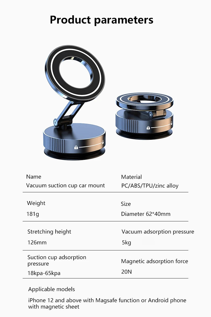 Magnetischer Handyhalter – Saugnapf, 360° & faltbar
