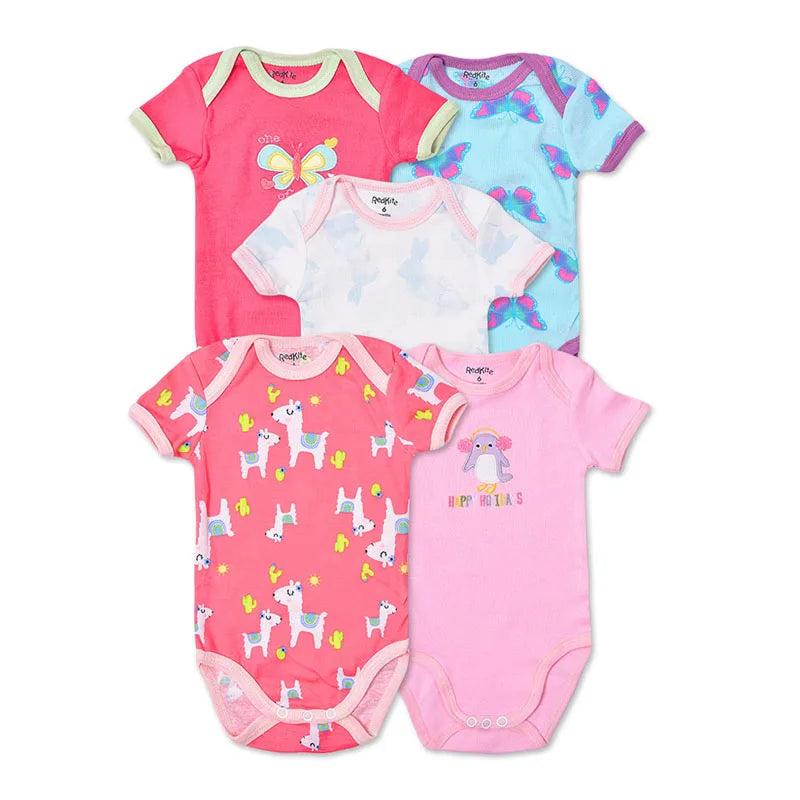 Baby-Strampler 5er-Set – Kurzarm, Baumwolle, 3–24 Monate