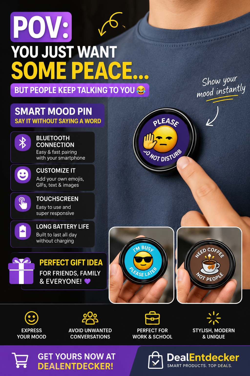 PIN Smart CyberBadge – 1,7" LED-Display, Bluetooth 6.0